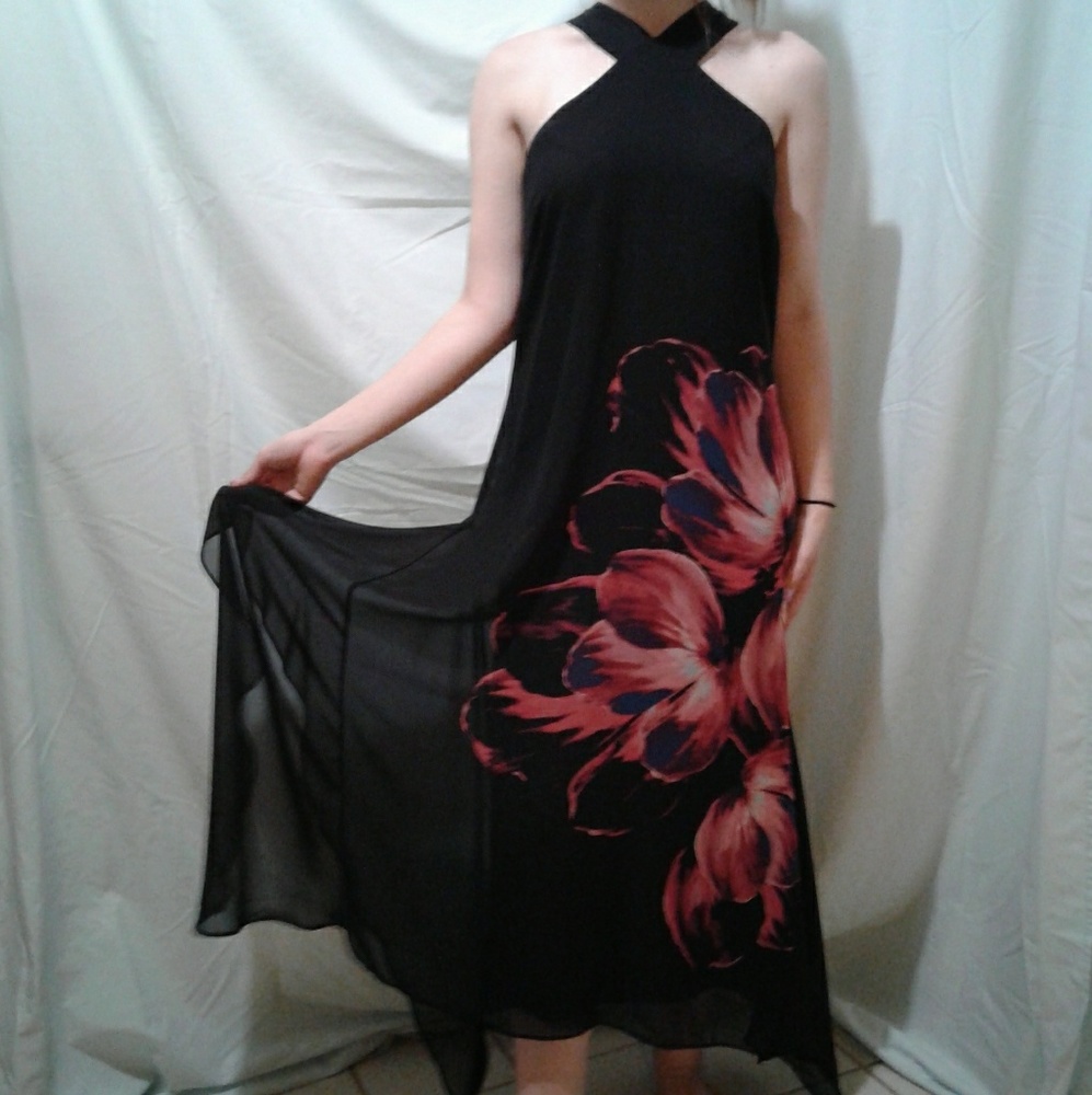 🌺Nearly New Jennifer Lopez Sheer Lined Maxi Dress